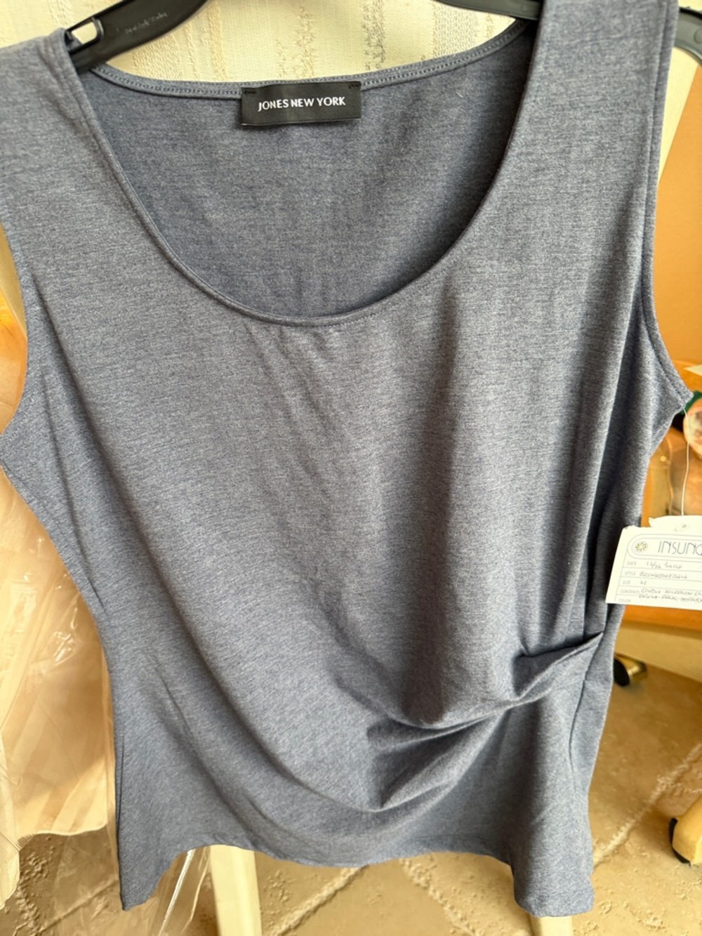 Jones New York Sleeveless Scoop Neck Tank Top in Heather Grayish Blue